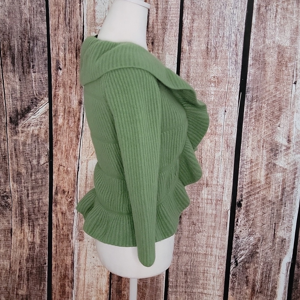 Lafayette 148 New York Size Small Ruffle Ribbed Cardigan - Picture 4 of 7